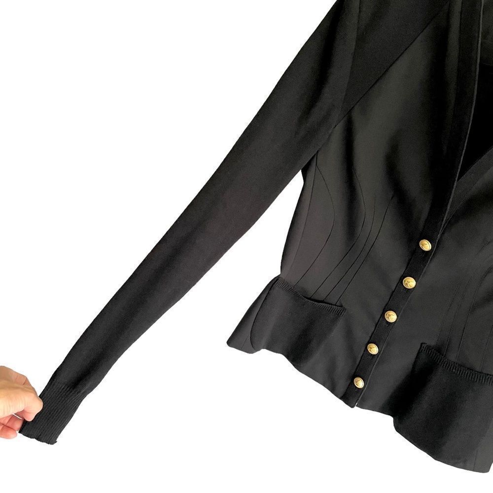 BALENCIAGA Paris Tailored Button Front Blazer Jacket Wool Silk Black 38 - Picture 6 of 10